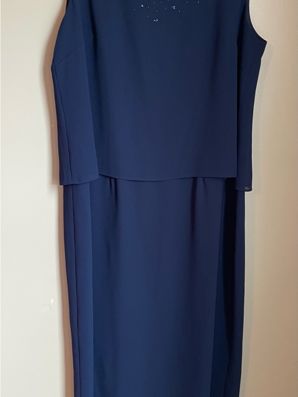 Vintage R&M Richards Navy Beaded Sleeveless Maxi Dress